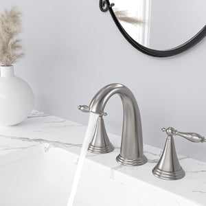 2 Handle Bathroom Sink Faucet with Pop-Up Drain Assembly And Water Hoses from Lordear
