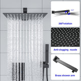 12 Inch Rainfall Square Shower Head System with Handheld and Linear Faucet Wall Mounted from Lordear