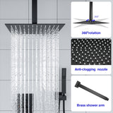 12 Inch Square Rainfall Shower Head System with Handheld Shower and Linear Faucet Ceiling Mounted | 12 Inch Shower System, Bath, Bathroom, Bathroom Faucet, Complete Shower System, Handheld Shower, Linear Faucet, Rainfall, Rainfall Shower System, Shower, Shower Faucets & Systems, Shower Head | Lordear