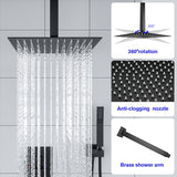 12 Inch Rainfall Suqare Shower System Shower Head and Handheld Shower Ceiling Mount | 12 Inch Shower System, Handheld Shower, Rain Shower Mixer Set, Rainfall Shower System, Shower Faucets & Systems, Shower Head, Square Shower Head | Lordear