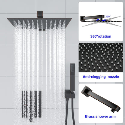 10 Inch Rainfall Square Shower Head System with Shower and Waterfall Faucet Wall Mounted in ORB | 10 Inch Shower System, Bath, Bathroom, Bathroom Faucet, computer monitor accessory, electronic device, Faucet, Handheld Shower, output device, product, Rainfall Shower System, Shower, Shower Faucets & Systems, Shower Head, Shower System | Lordear