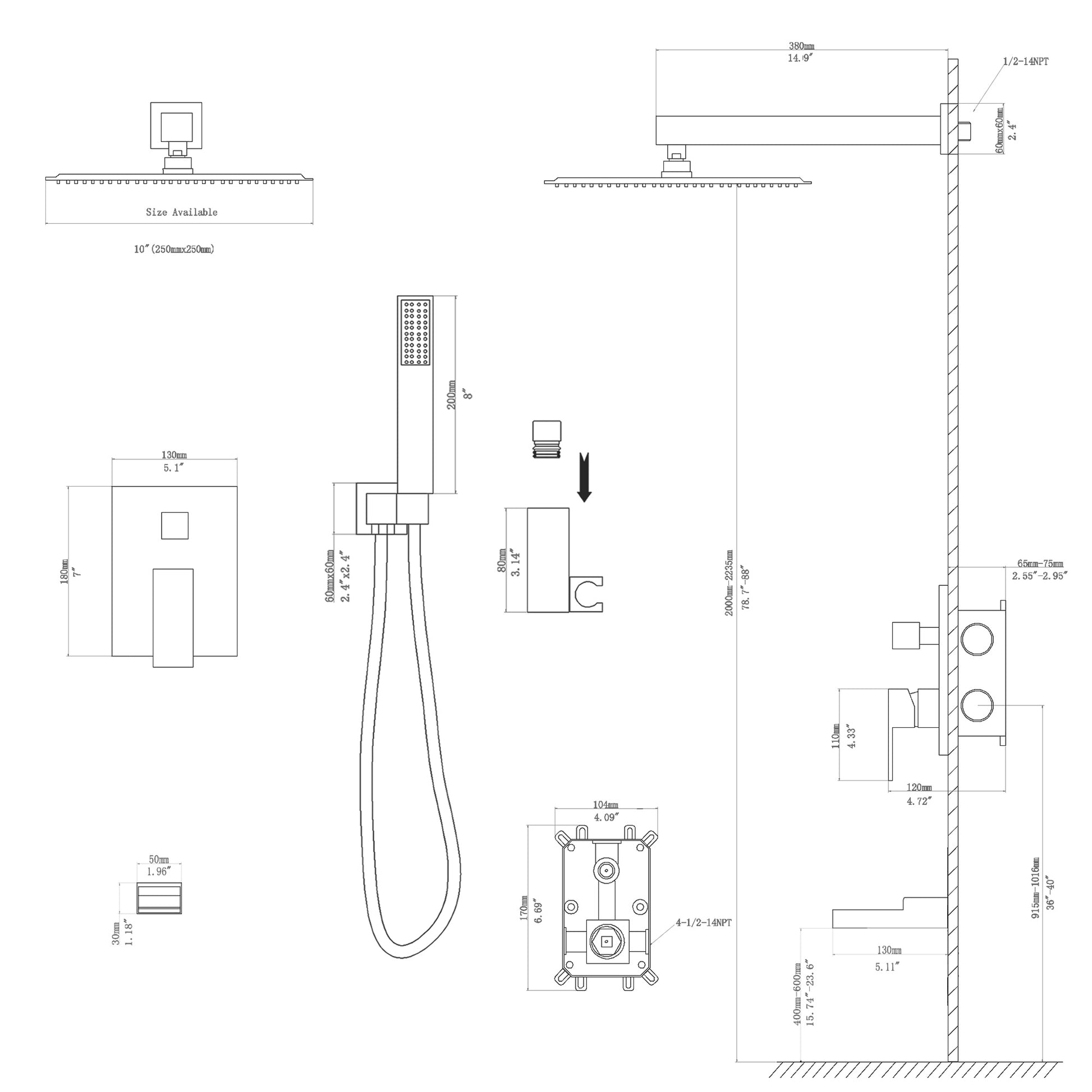 Lordear 10 inch Brushed Nickel Rain Shower Head System with Faucet | Rain Shower Mixer Set, Rainfall Shower Head, Rainfall Shower System, Shower, Shower Faucets & Systems, Shower System | Lordear