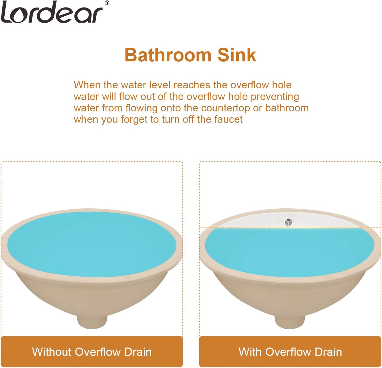 Undermount Bathroom Sink - Lordear Luxury 18.25in White Rectangle Bathroom Sink Deep Bowl Porcelain Ceramic Lavatory Vanity Sink Basin with Overflow  from Lordear