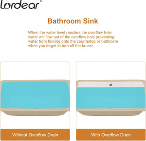 Undermount Bathroom Sink - Lordear Luxury 18.25'' White Rectangle Bathroom Sink Deep Bowl Porcelain Ceramic Lavatory Vanity Sink Basin with Overflow