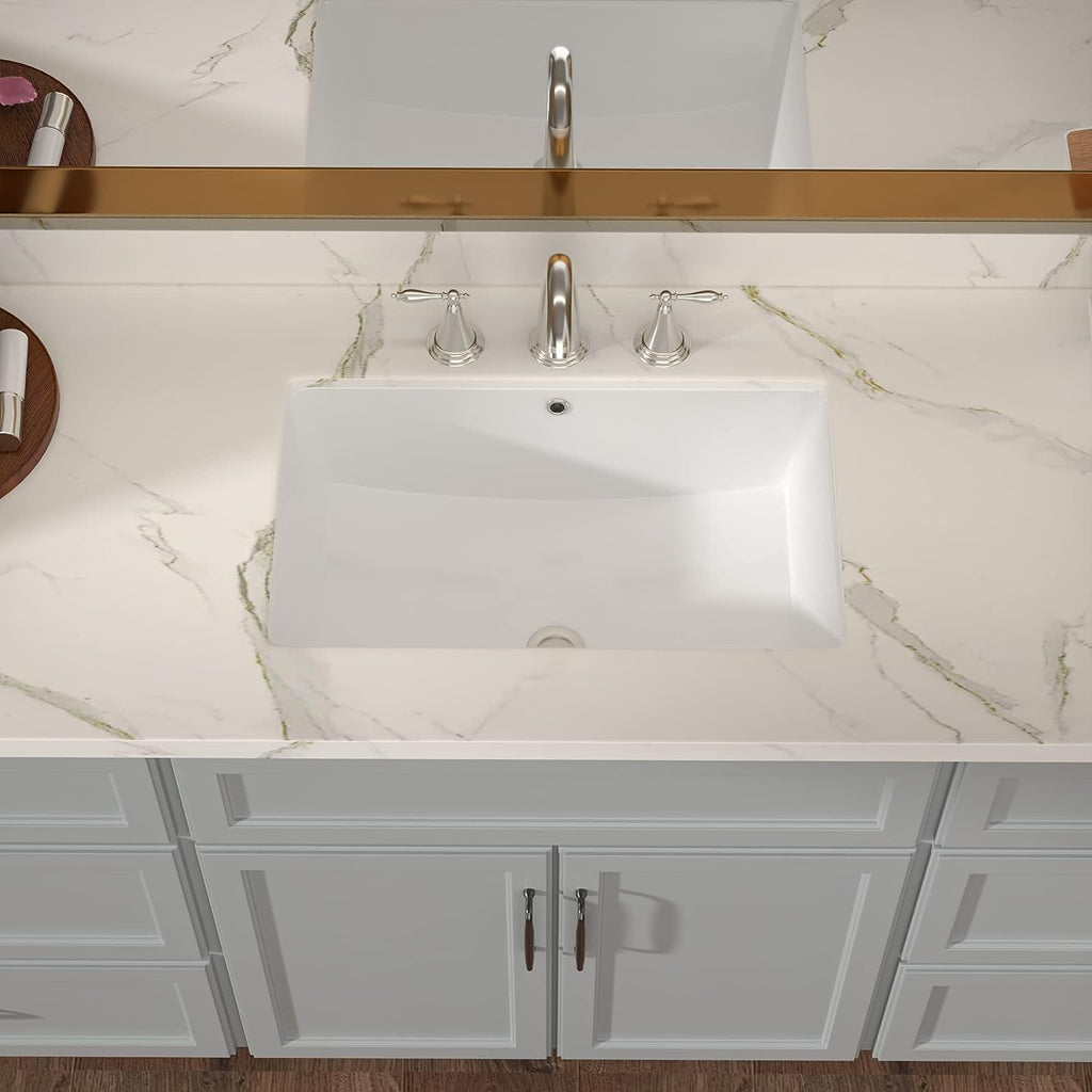 Undermount Bathroom Sink - Lordear Luxury 18.25'' White Rectangle Bathroom Sink Deep Bowl Porcelain Ceramic Lavatory Vanity Sink Basin with Overflow from Lordear