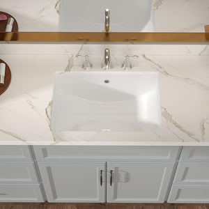 Lordear 21-Inch White Rectangular Undermount Bathroom Sink with Overflow | Bathroom Sink | Lordear