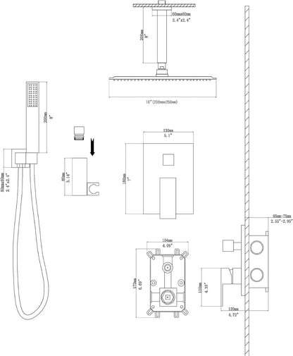 Lordear 10 Inch High Pressure Shower System with Ceiling Mounted Shower Faucet Set | Shower Faucets & System | Lordear