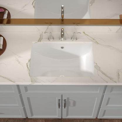 Undermount Bathroom Sink - Lordear Luxury 18.25in White Rectangle Bathroom Sink Deep Bowl Porcelain Ceramic Lavatory Vanity Sink Basin with Overflow  from Lordear