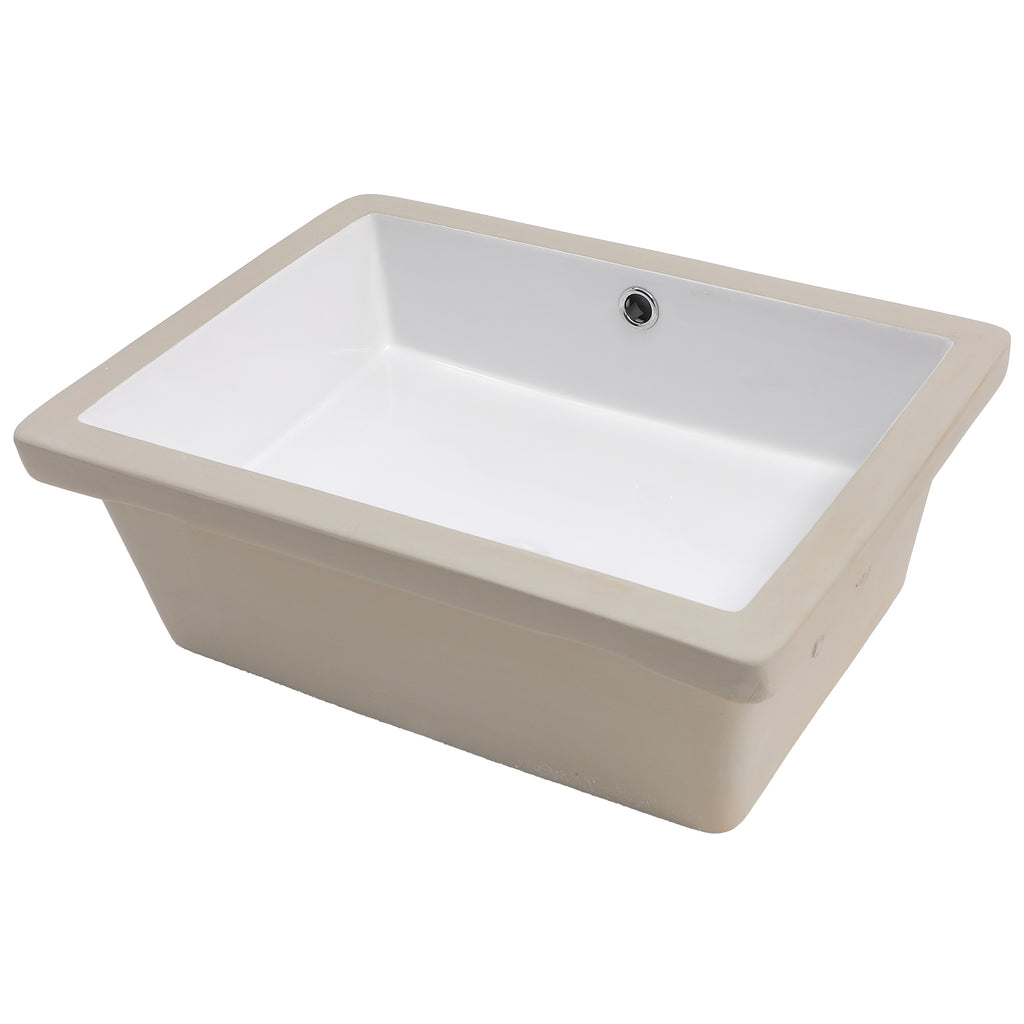 Lordear 19-3/4" x 15-1/2" x 6-1/2" White Rectangle Bathroom Sink Undermount Ceramic Lavatory Vanity Sink with Overflow from Lordear
