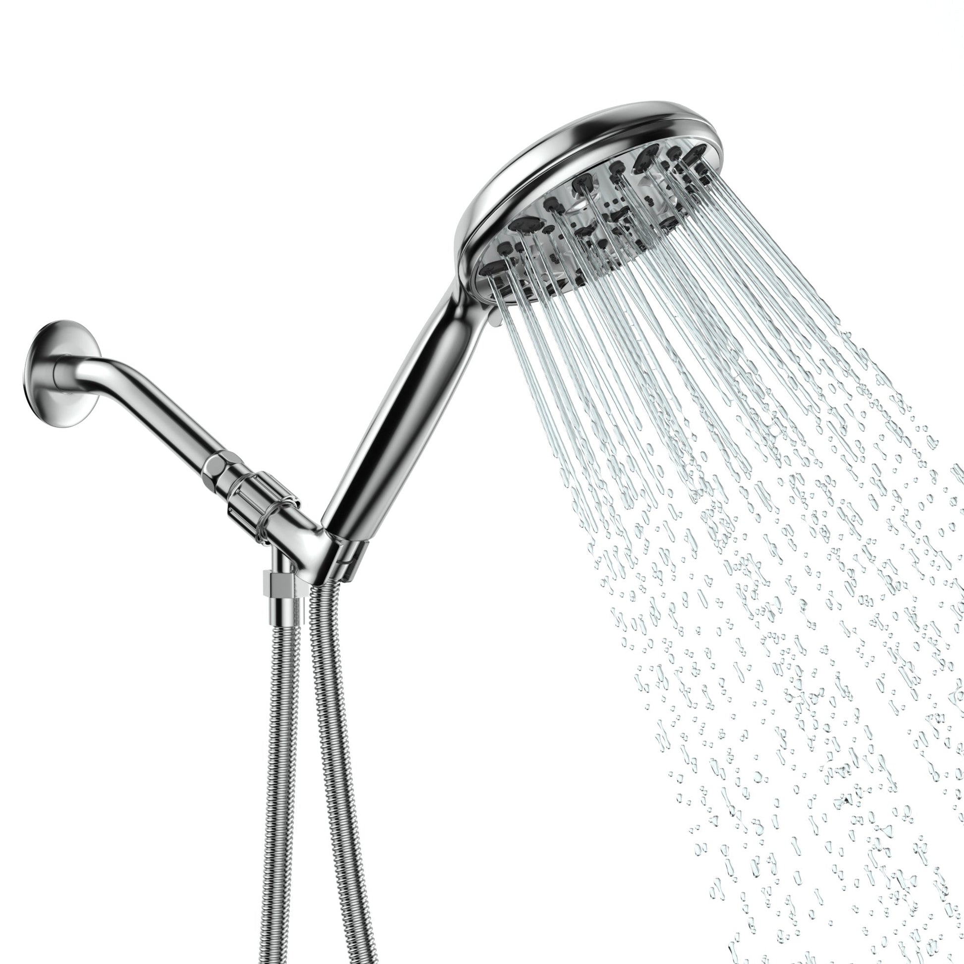 5 Inch Rainfall Round Handheld Shower Head with Shower Arm and Shower Hose 7-Mode | Shower Faucets & System | Lordear