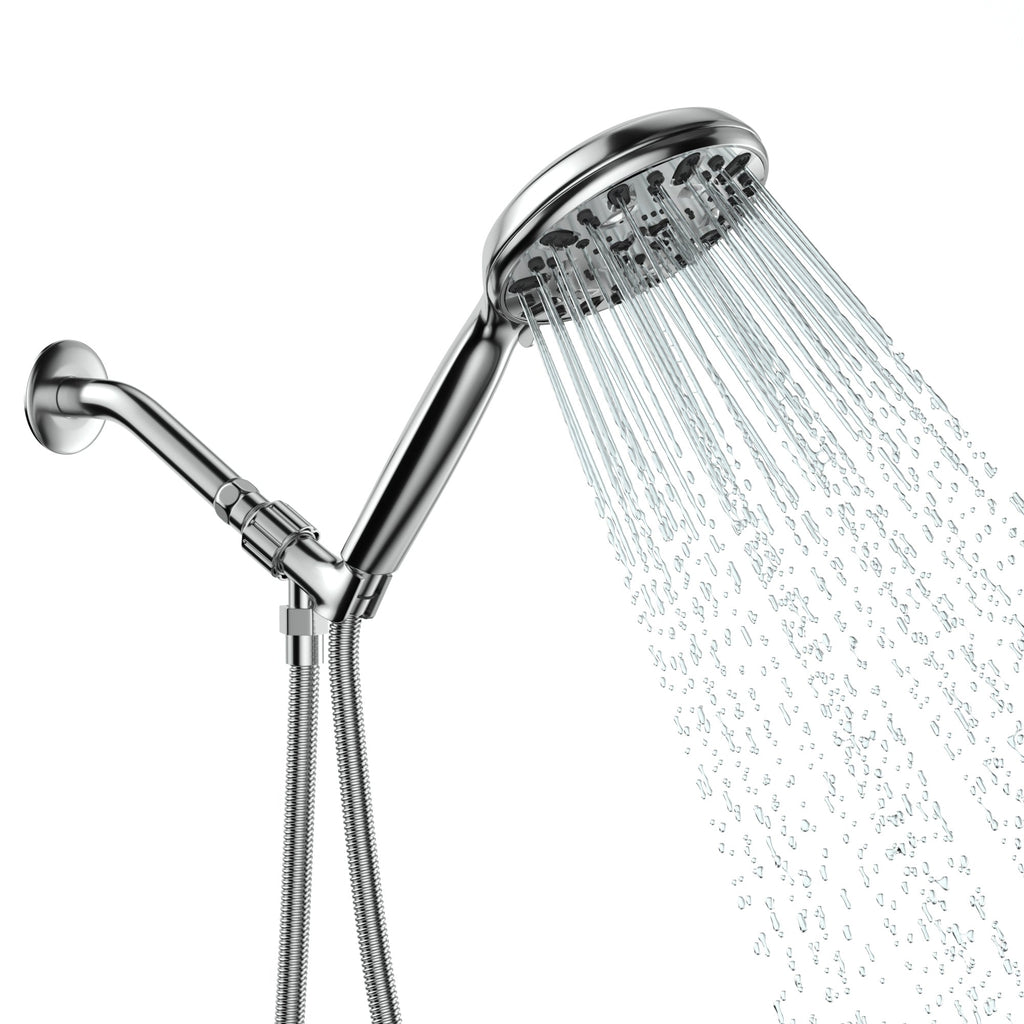 5 Inch Rainfall Round Handheld Shower Head with Shower Arm and Shower Hose 7-Mode from Lordear