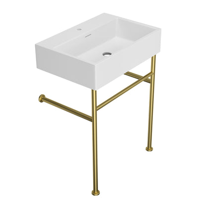 24in W X 17in D Freestanding Console Bathroom Sink Ceramice with Metal Legs  from Lordear