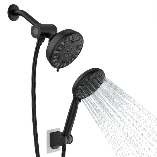 5 Inch Rainfall Round Shower System Shower Head with Handheld Shower 7-Setting Wall Mounted  from Lordear