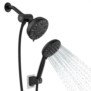 5 Inch Rainfall Round Shower System Shower Head with Handheld Shower 7-Setting Wall Mounted from Lordear