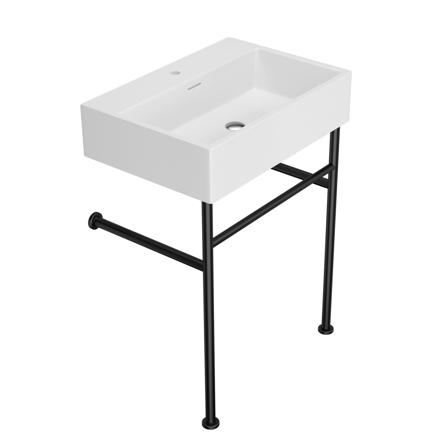 24in W X 17in D Freestanding Console Bathroom Sink Ceramice with Metal Legs  from Lordear