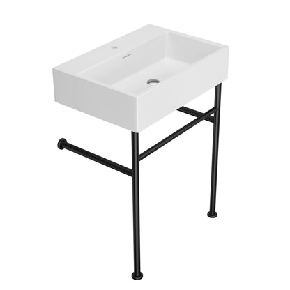 24in W X 17in D Freestanding Console Bathroom Sink Ceramice with Metal Legs  from Lordear