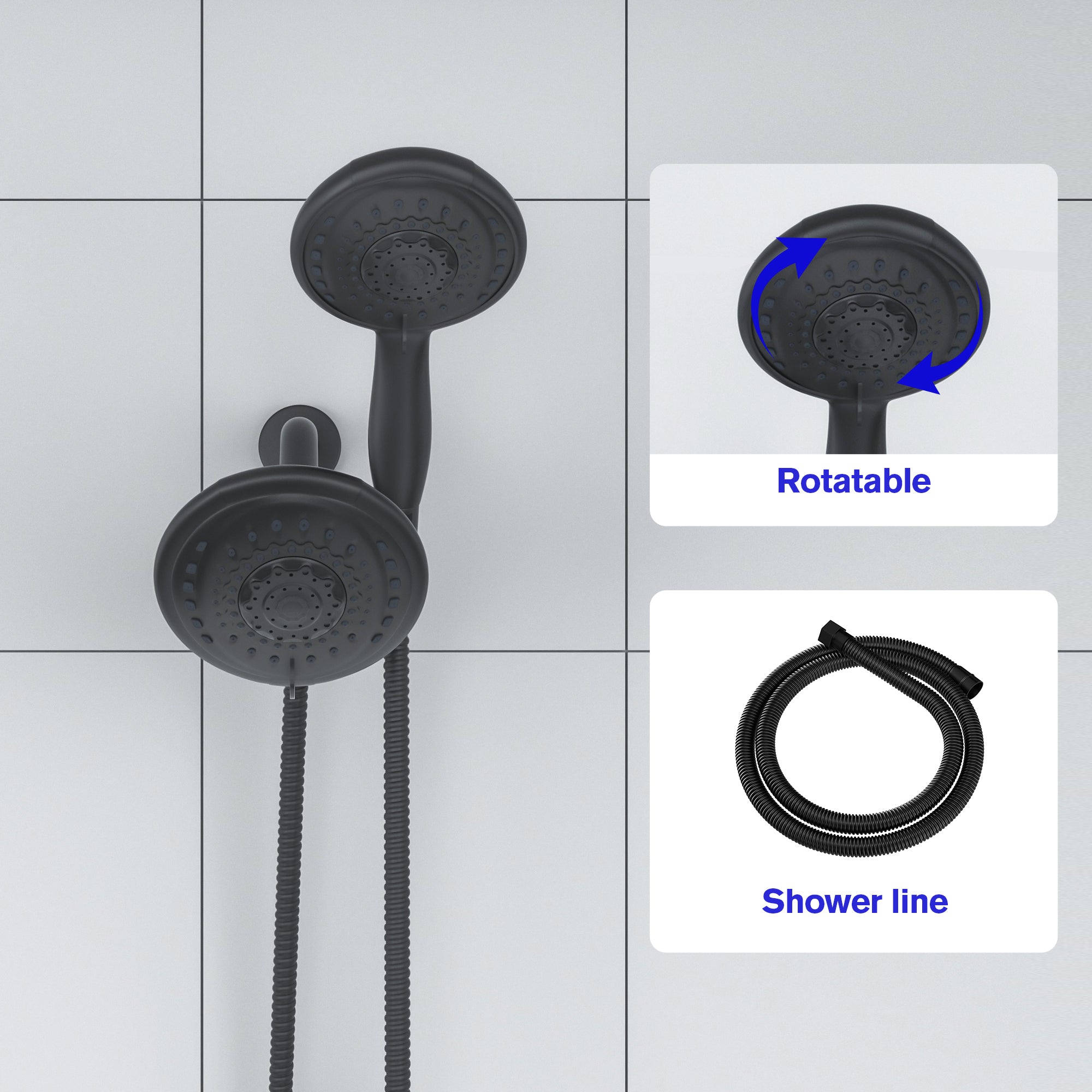 Lordear 5" Stainless Steel Dual Head Wall Mounted Round Shower System  from Lordear
