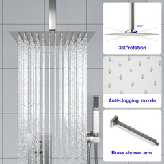 Lordear Stainless Steel Ceiling Mounted Rainfall Shower Head System with Waterfall Faucet  from Lordear