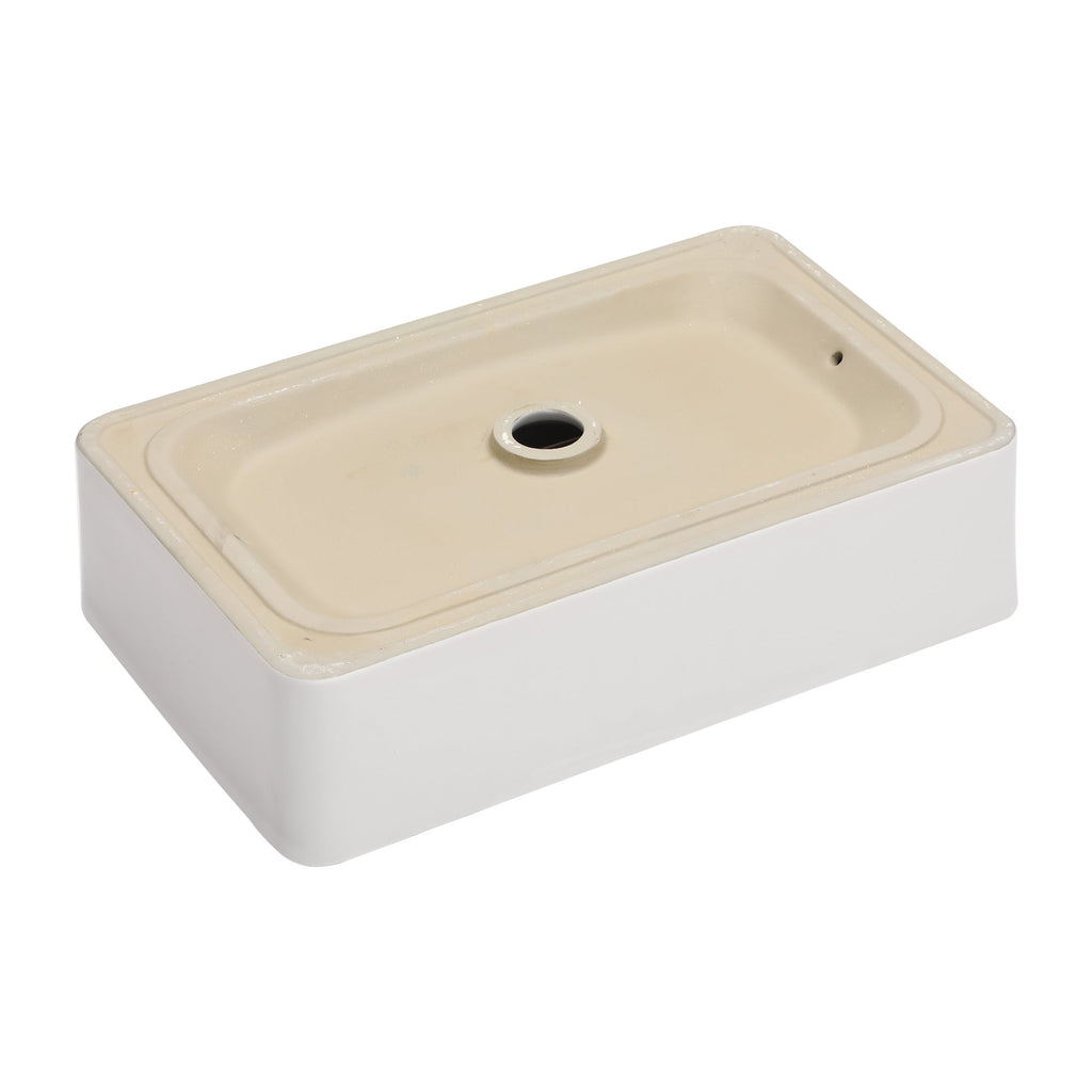 21in W x 14in D Bathroom Vessel Sink Rectangular White Ceramic Above Counter from Lordear