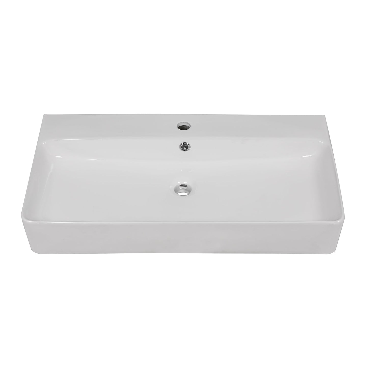 32in W X 17in D Console Bathroom Sink Ceramic Rectangular with Overflow in White Basin  from Lordear