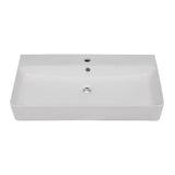 32in W X 17in D Console Bathroom Sink Ceramic Rectangular with Overflow in White Basin from Lordear