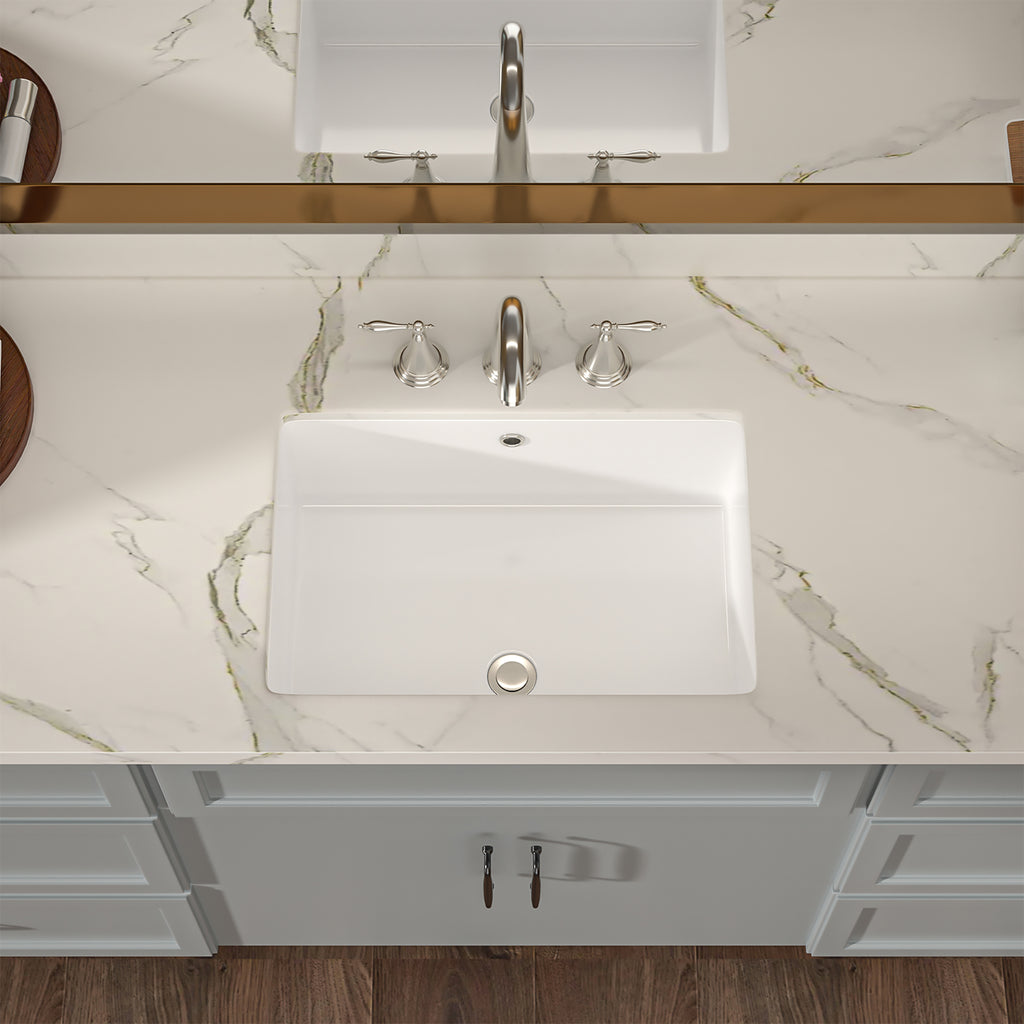 Lordear Rectangle Bathroom Sink Undermount Ceramic Lavatory Vanity Sink | Bathroom Sink | Lordear