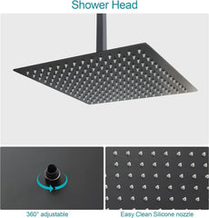Lordear High Pressure Shower System 10 Inch Shower Faucet Set Ceiling Mounted Matte Black Finish Stainless Steel Shower Head and Handheld, Brass Main Body Shower Valve Included  from Lordear