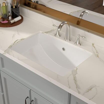 Lordear 21-Inch White Rectangular Undermount Bathroom Sink with Overflow  from Lordear