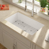 Lordear Workstation Double Bowl Kitchen Sink 33 Inch White Farmhouse Sink | Lordear