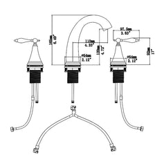 Lordear Brass Split Type Dual Handle Bathroom Faucet with Pop-Up Drain And Water Hoses  from Lordear