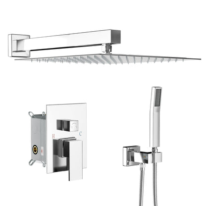 12 Inch Rainfall Square Shower Head System with Handheld Shower Wall Mounted in Chrome Polish | 12 Inch Shower System, Complete Shower System, Handheld Shower, over Bath Shower System, Rain Shower Head, Rain Shower Mixer Set, Rainfall Shower, Rainfall Shower Head, Rainfall Shower System, Shower, Shower Faucets & Systems, Shower Head, Shower Heads, Shower Room, Shower System, shower time, Square Shower Head | Lordear