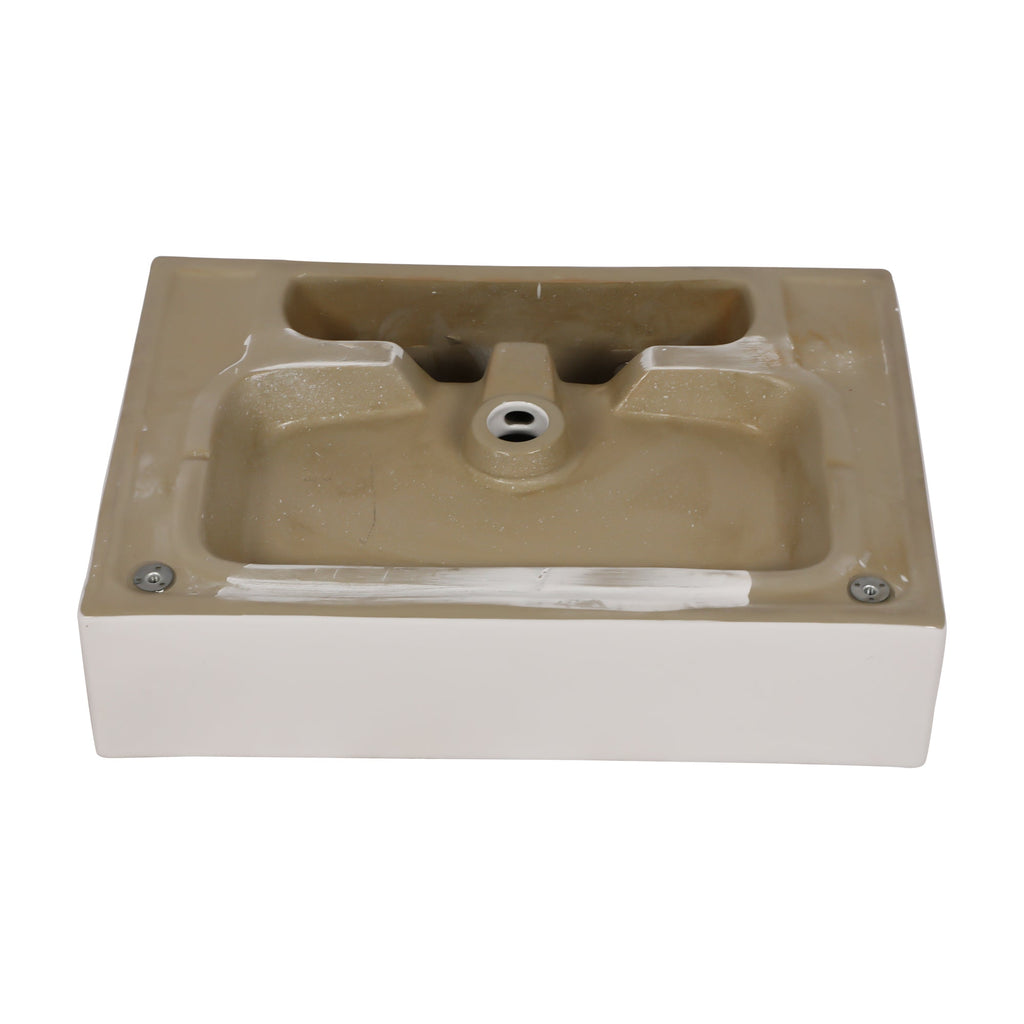 30in W X 17in D Ceramic Console Bathroom Sink with Metal Legs Wall Mount  Single Bowl