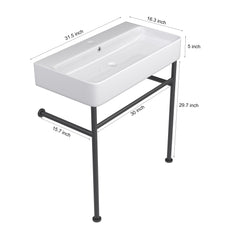 Lordear 32'' X 17'' White Ceramic Rectangular Bathroom Sink with Overflow  from Lordear