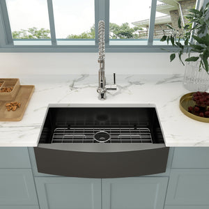 Lordear 30"Lx20"W Black Farmhouse Kitchen Sink Stainless Steel Sink 18 Gauge Single Bowl | Apron Front / Farmhouse Sinks, Apron Front Kitchen Sink, Apron Front Sink, Farmhouse Kitchen Sink, Kitchen, Kitchen Sink, Kitchen Sinks, Stainless Steel Kitchen Sink | Lordear