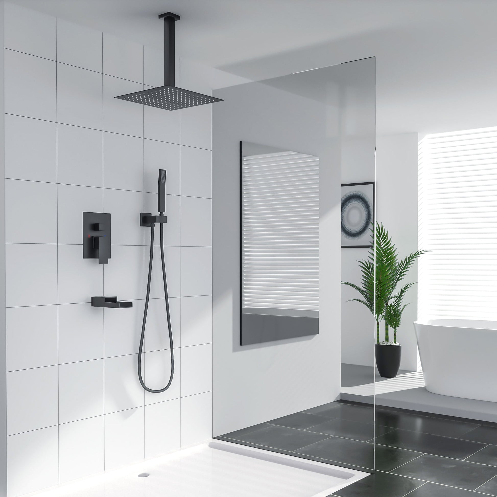 Lordear Shower Set with Rainfall Shower Head and Handheld Shower | Shower Faucets & System | Lordear