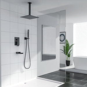 16 Inch Ceiling Install Rainfall Shower Head Black from Lordear