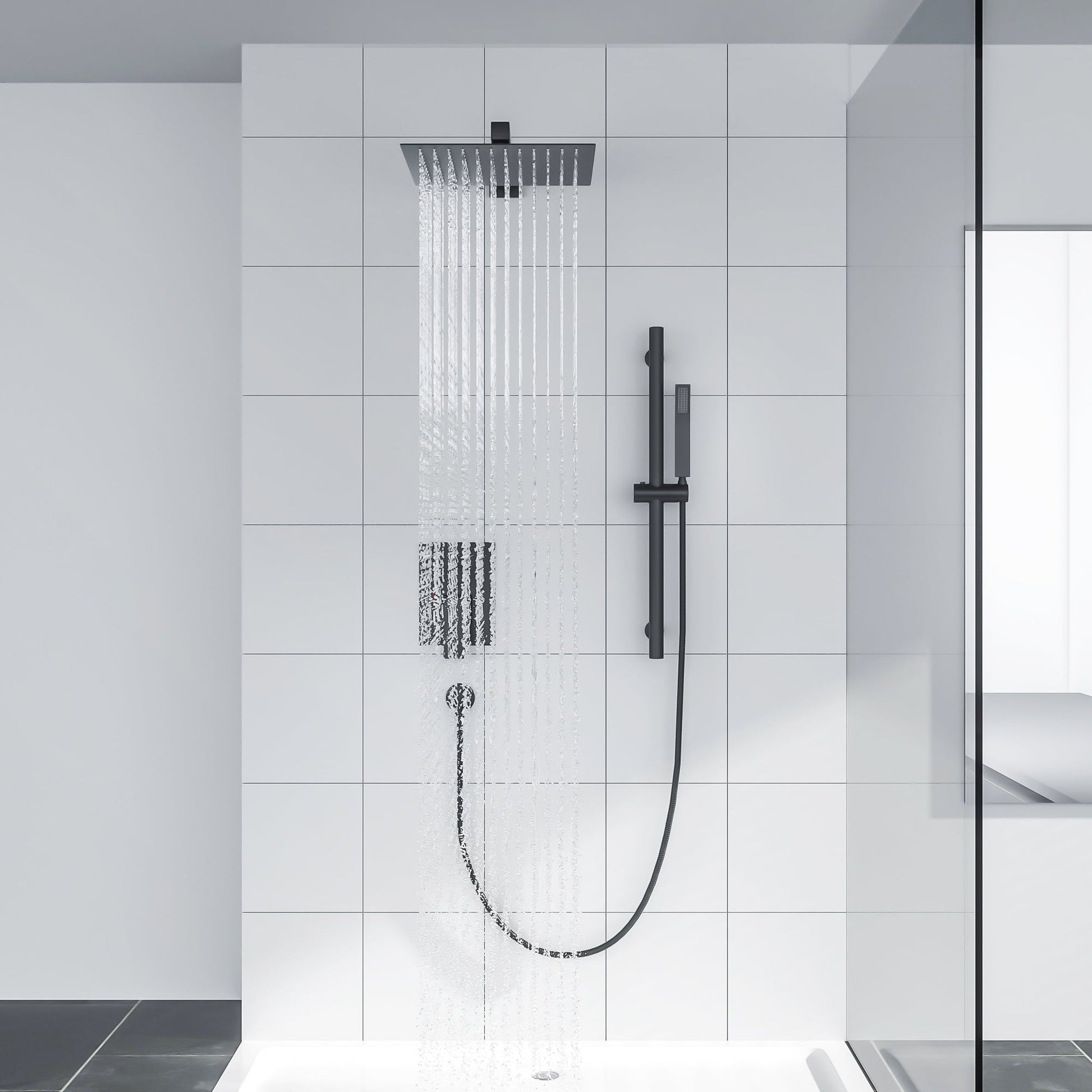 Lordear Shower System - 12in Rain Showerhead, Handheld Shower, and Wall Mount  from Lordear