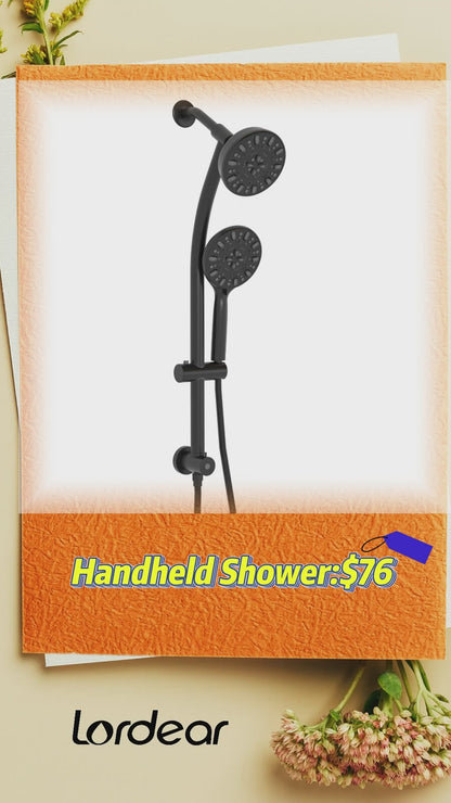 5 Inch Rainfall Round Shower System Shower Head with Handheld Shower and Sliding Bar 7-Mode