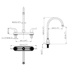 Lordear ‎Brass Double Handle 360° Rotate High-Arch Kitchen Faucet  from Lordear