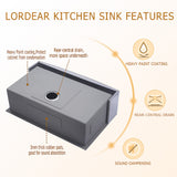 33in W x 21in D Farmhouse Kitchen Sink Stainless Steel Single Bowl Apron Front from Lordear