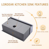 36in W x 21in D Farmhouse Kitchen Sink Stainless Steel with Strainer Apron Front from Lordear