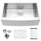 36" W x 21" D Farmhouse Kitchen Sink Stainless Steel with Strainer Apron Front | Apron Front / Farmhouse Sinks, Apron Front Kitchen Sink, Apron Front Sink, Farm Sink, Farmhouse Kitchen Sink, Kitchen, Kitchen Sink, Kitchen Sinks, Long Inventory Age, Single Bowl Sink, Single Bowl Sinks, Sink, Sink and Drainer, Stainless Steel Sink | Lordear