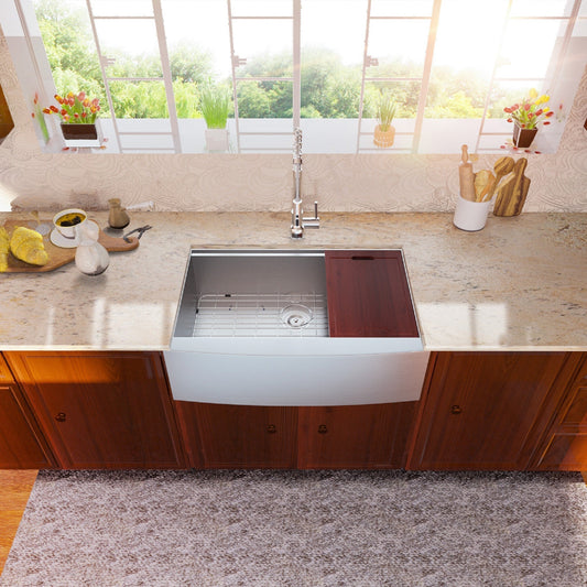 Lordear Stainless Steel Single Bowl Apron Front Farmhouse Workstation Kitchen Sink  from Lordear