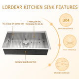 30in W x 19in D Stainless Steel Kitchen Sink Workstation Sink Stainless Steel Undermount from Lordear