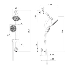 5 Inch Rainfall Round Shower System Shower Head with Handheld Shower and Sliding Bar 7-Mode | 5 Inch Shower System, Bath, Bathroom, Handheld Shower, Multi Function Rain Shower Head, Rain, Rain Shower Mixer Set, Rainfall Shower Head, Rainfall Shower System, Shower, Shower Faucets & Systems, Shower System | Lordear