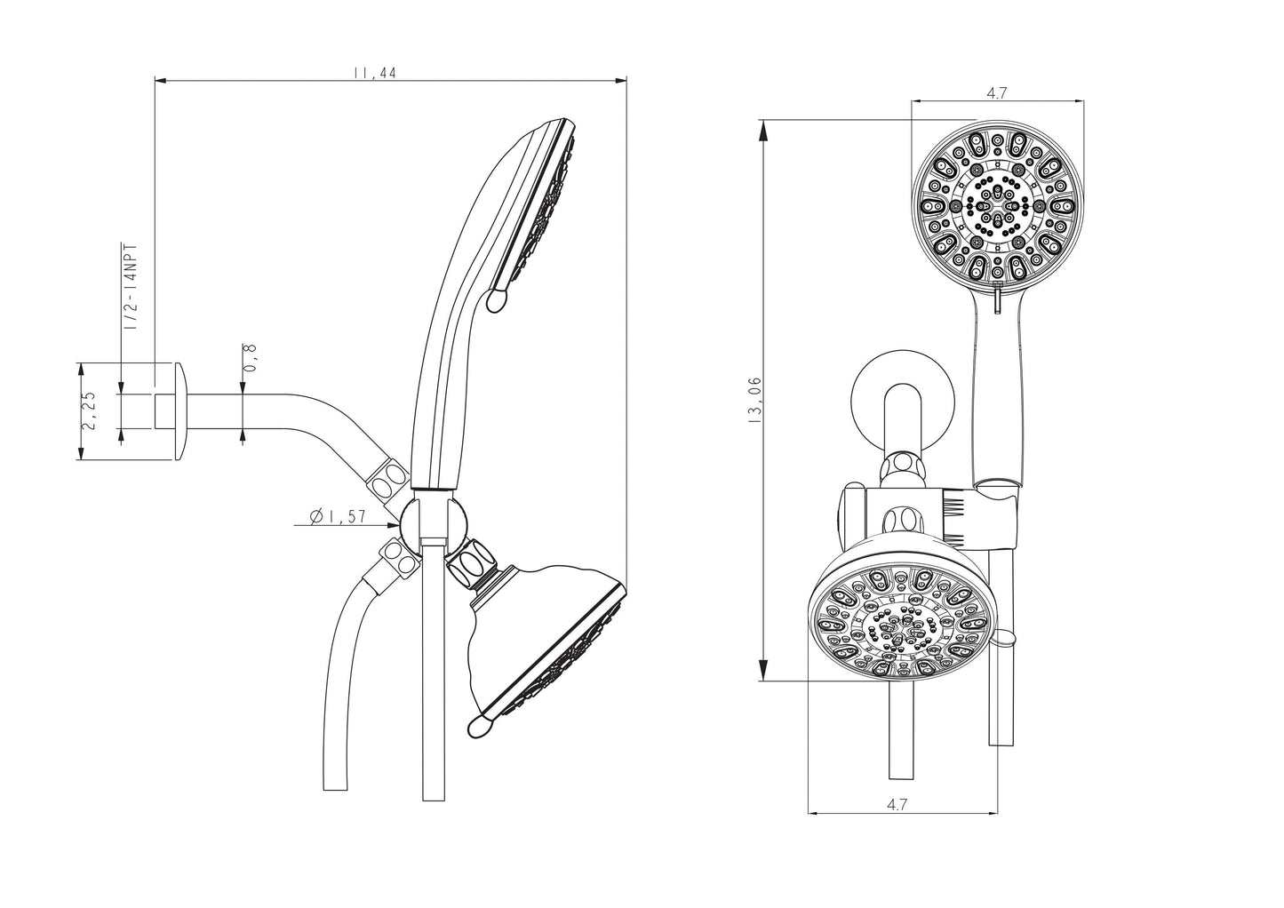 5 inch Rainfall Round Shower Head Mixer Set with Handheld Shower 7-Mode Adjustable | 5 Inch Shower System, Bath, Bathroom, Handheld Shower, Long Inventory Age, Rain, Rain Shower Mixer Set, Rainfall Shower Head, Rainfall Shower System, Shower, Shower Faucets & Systems, Shower Head | Lordear