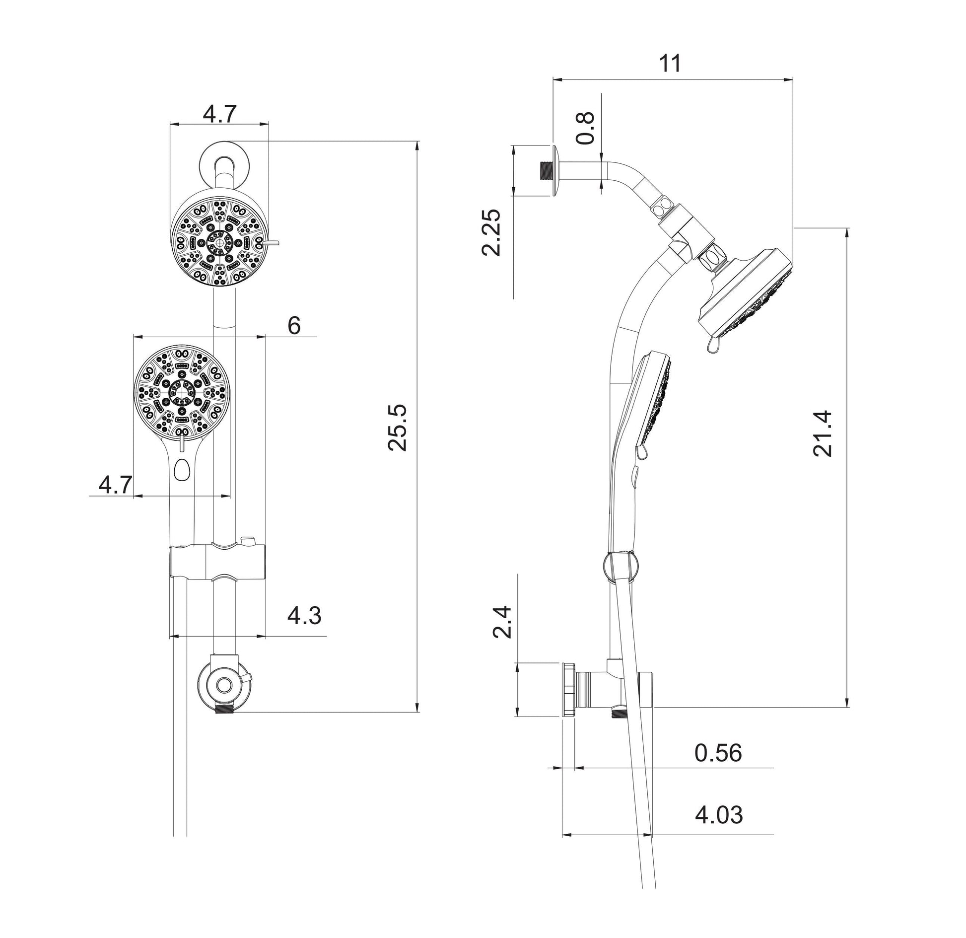 5 Inch Rainfall Round Shower Head Mixer Set and Handheld Shower 8-Mode  from Lordear