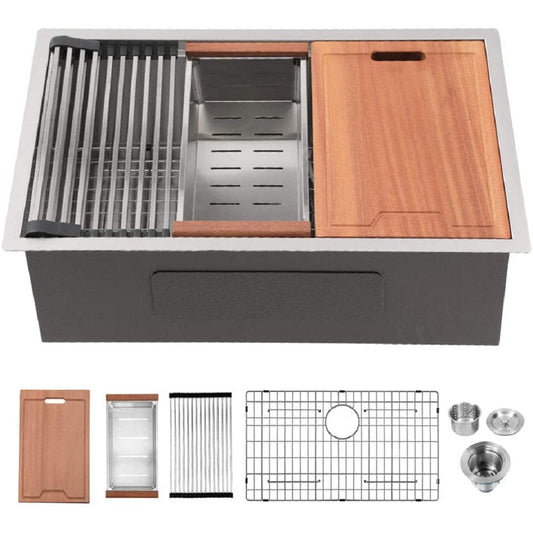 30in W x 19in D Stainless Steel Kitchen Sink Workstation Sink Stainless Steel Undermount  from Lordear