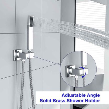 Lordear Rain Shower System with Pressure Balancing Valve Trim Kit Chrome Ceiling Mount | Shower Faucets & System | Lordear