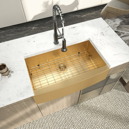 Lordear 36in *21in Farmhouse Kitchen Sink Gold Apron Front 16 Gauge Stainless Steel Single Bowl Sinks  from Lordear